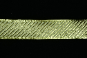 1.5 Inch Gold Wired Christmas Ribbon w/ Gold Edges - Gold Metallic with Diagonal Stripe Pattern, 1.5 Inch x 25 Yards (Lot of 1 Spool) SALE ITEM
